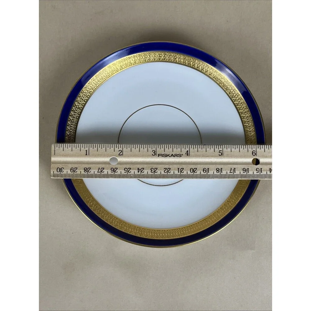 HTF Tirschenreuth P.T. Bavaria ARGYLE4279 Cream Soup Bowl,Saucer Cobalt Gold Rim